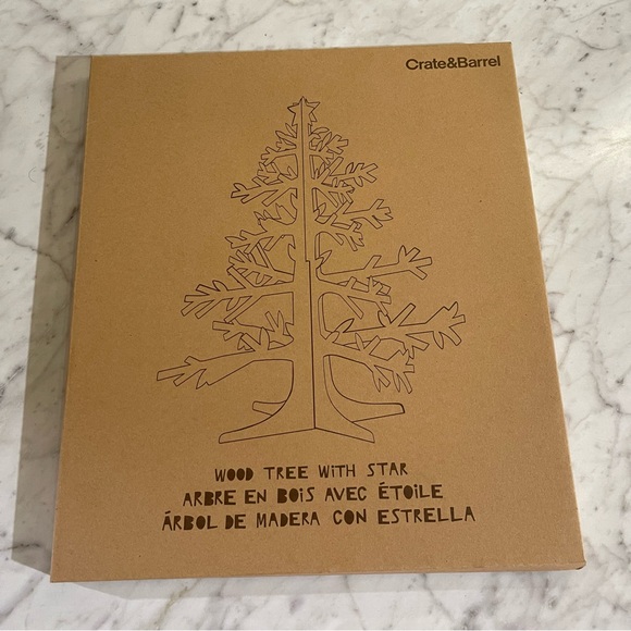 Crate & Barrel set of 2 Wooden Christmas Trees Brand new in box - Picture 3 of 5